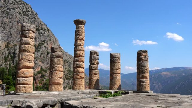 Temple of Apollo ancient ruins in Delphi Greece