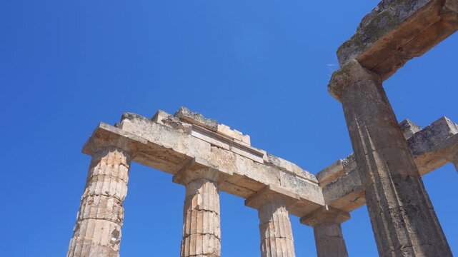 Ancient greek temple of Zeus in Nemea on a sunny day