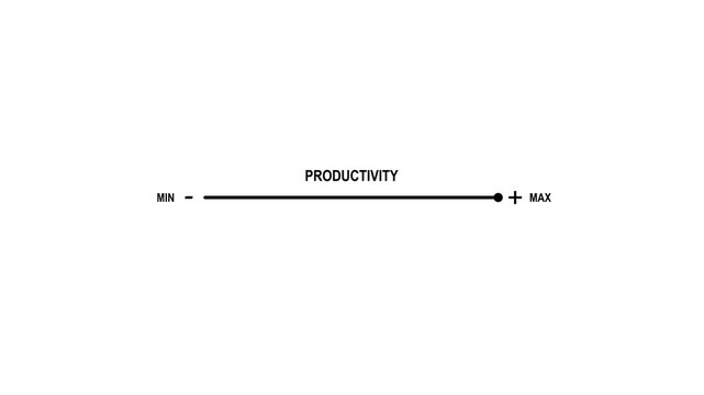 Productivity and efficiency concept. Business adjusting virtual slider from min to max, process to increase productivity and efficiency. The concept of business Productivity added,4k quality animation
