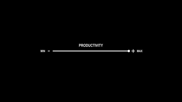 Productivity and efficiency concept. Business adjusting virtual slider from min to max, process to increase productivity and efficiency. The concept of business Productivity added,4k quality animation
