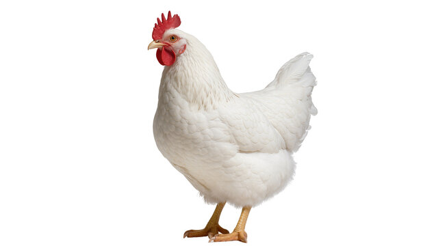 White hen chicken with red comb and wattle