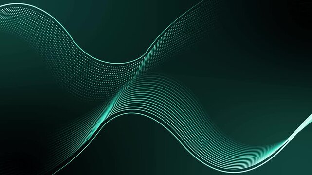 Abstract wave lines and dotted gradient background animation, smooth flowing curves with neon accents
