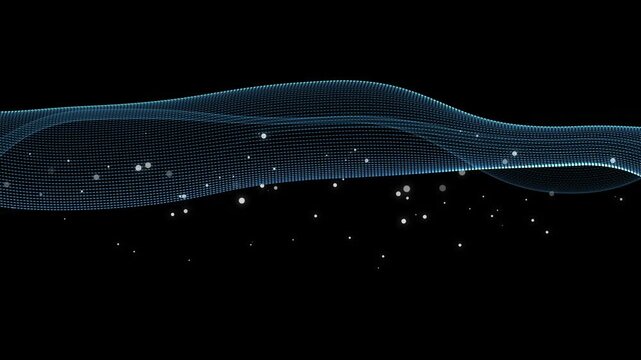 Digital wave of connected dots and lines background with floating particles, abstract tech visualization animation
