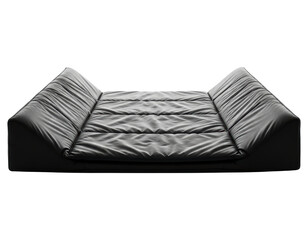 Fototapeta premium Modern black leather lounge sofa bed isolated on a transparent background