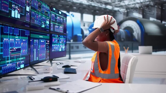 Tired Woman Engineer Looks Frustrated