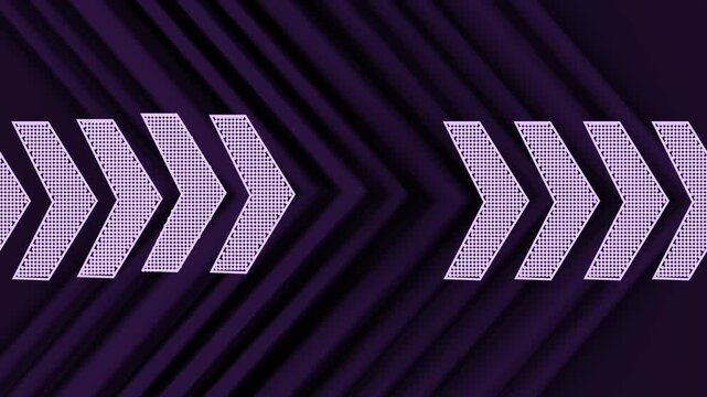 Abstract dotted chevrons pointing right diagonal striped background animation