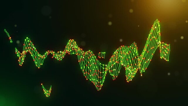 Dynamic Cuba map animation built from interconnected neural nodes and flowing digital links over a green yellow orange bokeh background, representing AI and digital transformation.