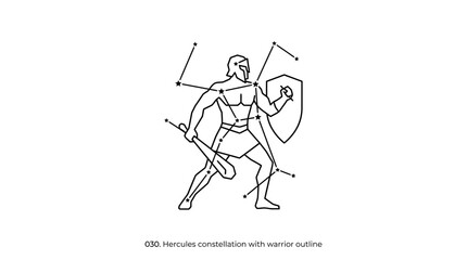 Ancient warrior constellation outline icon with stars line art © pecel