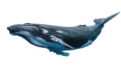 Humpback whale swimming with white belly and fins © Rowan