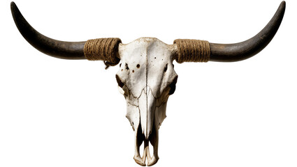 Longhorn cattle skull with horns wrapped in twine © Rowan
