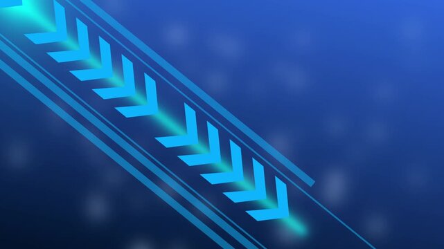 Diagonal neon arrow pattern on deep gradient background animation, futuristic abstract tech design with glowing chevrons and motion feel