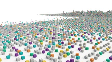 Fototapeta premium Colorful 3D Cubes Array on White Background for Data Visualization