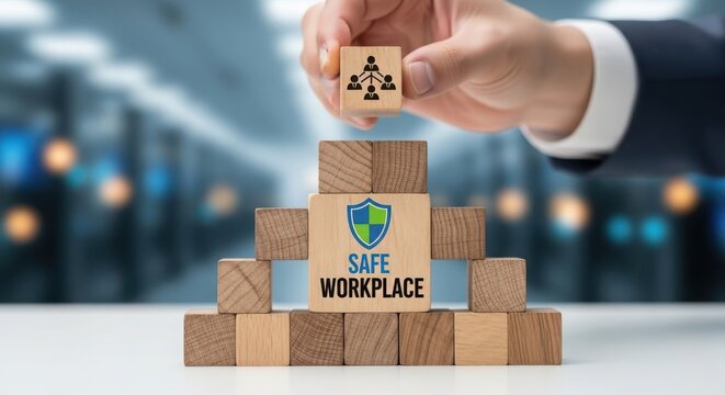 Stack of cardboard boxes for safe workplace campaign