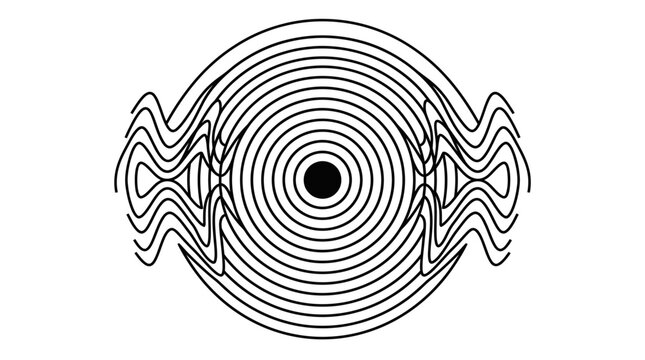 Abstract Sound Wave Pattern with Central Black Circle