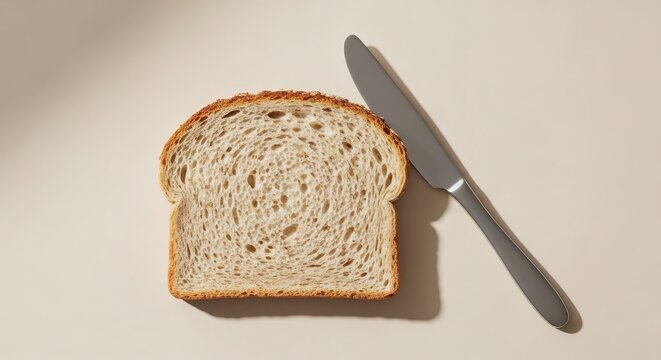 A slice of bread with knife.