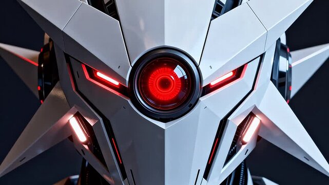 Closeup of a futuristic robot head