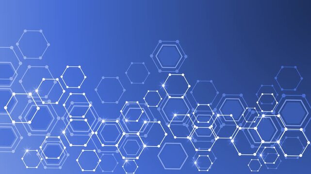 Abstract gradient background with connected hexagonal network pattern animation