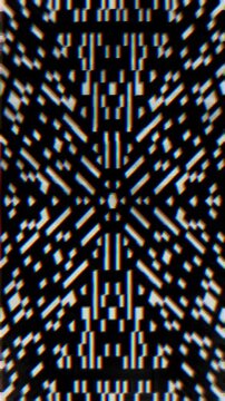 Geometric blue and white glitch snowflake flickering with chromatic aberration and CRT scanline distortion on a seamless loop. Pairs with a retrofuturism album cover and EDM music video VJ loop