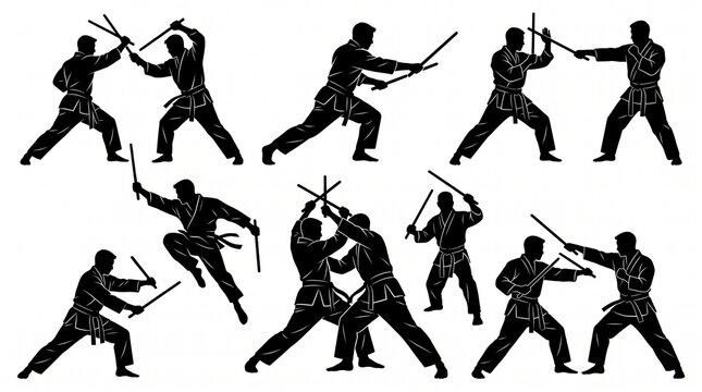 vector silhouettes of dancing girls