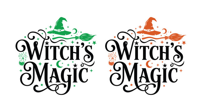 Halloween witchcraft magic graphic design witch's magic logos