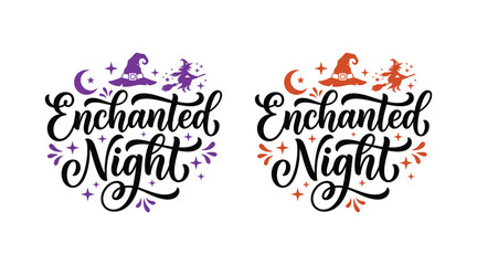 Enchanted halloween night typography spooky calligraphy designs for festive decorations and seasonal graphics © Siddikur