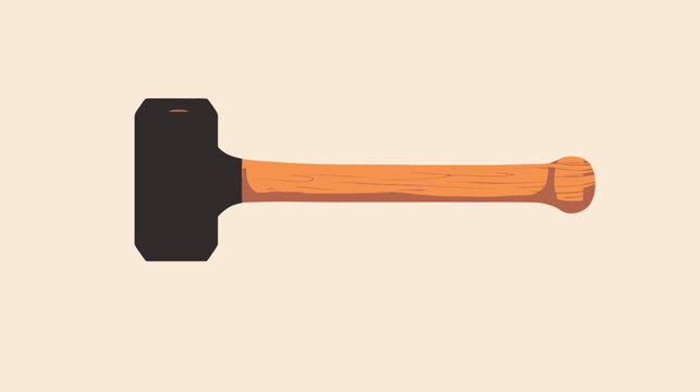 Flat illustration of a wooden mallet with a black head on a beige background