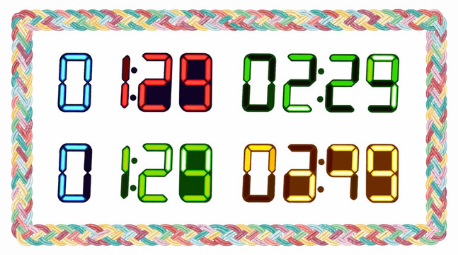colorful digital timer display with braided border