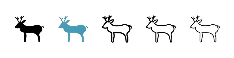 Deer line icon vector set. Thin line customizable illustration. Contour symbol. Vector isolated outline drawing. Editable stroke © Lovely