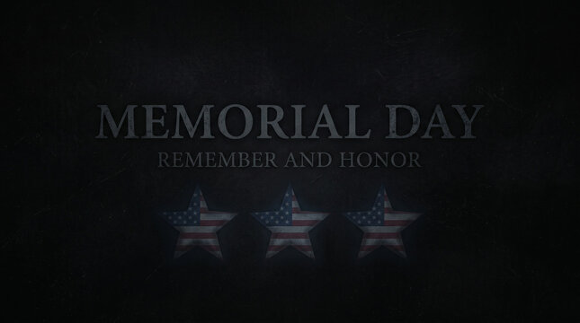 Memorial Day remembrance text on dark textured background.