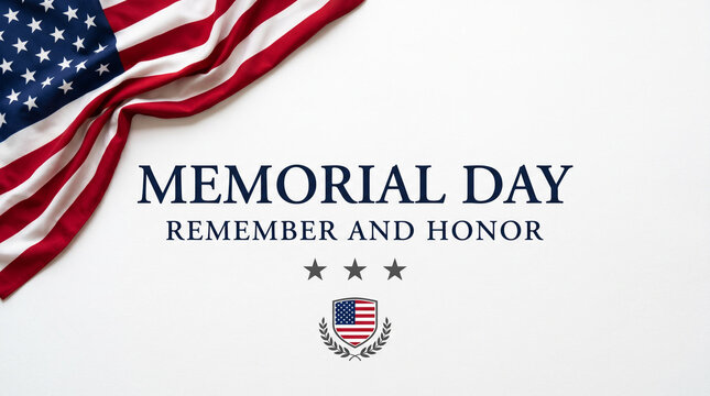 Memorial Day tribute banner with American flag and patriotic text.