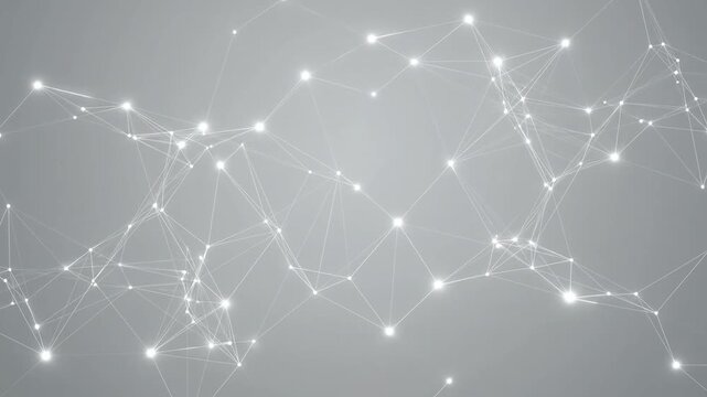 Delicate white plexus network lines on light grey background.