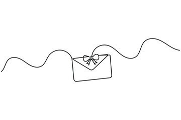 Obraz premium Envelope continuous one line art drawing for minimalist mail communication concept vector illustration