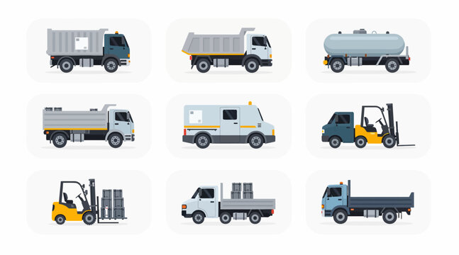 collection of various industrial and construction vehicles