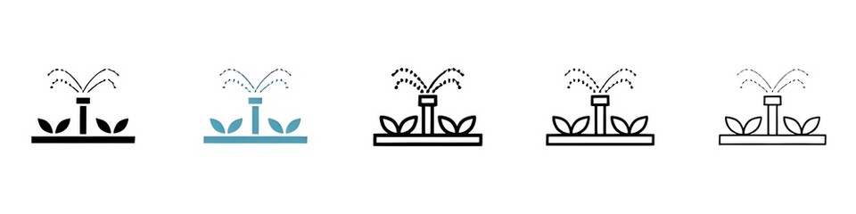 Fototapeta premium Irrigation vector line icon collection set. Thin line customizable illustration. Contour symbol. Vector isolated outline drawing. Editable stroke