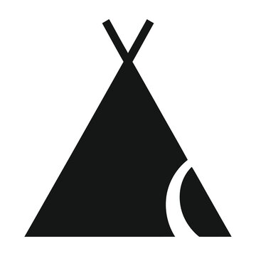 Black silhouette of a teepee tent on white background