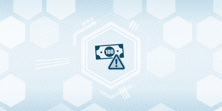 A conceptual vector graphic displaying a financial warning symbol on a currency note. This creative design uses a warning sign to highlight potential monetary risks or security alerts. warning,vector
