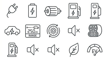 Fototapeta premium Collection of hand drawn flat design technology and communication icons set.
