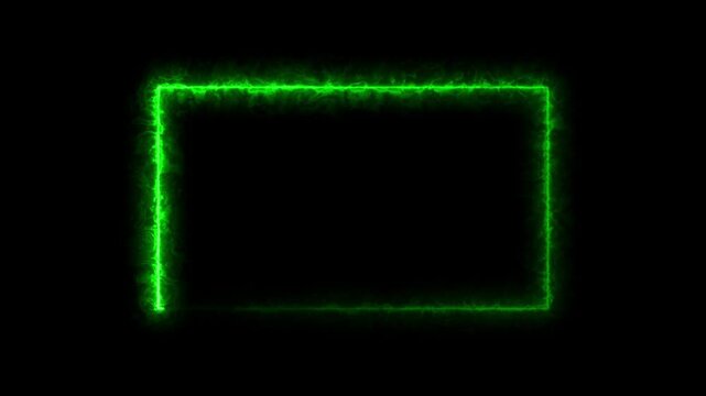 Glowing green rectangle border neon light outline on black background green neon border glowing rectangle shape