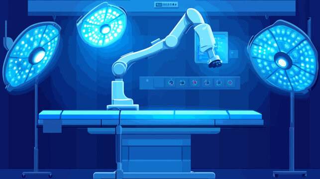 Modern robotic surgical arm setup with LED surgical lights