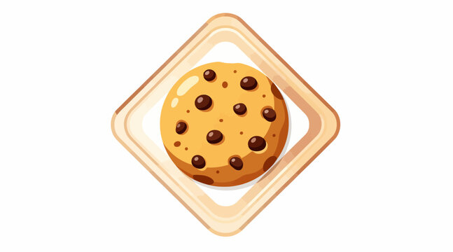 Chocolate Chip Cookie Icon with White Background - Sweet Treat Vector Graphic