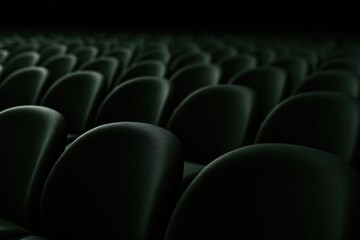Obraz premium Shadows envelop seats in deep green tones, evoking mystery and quiet tension.
