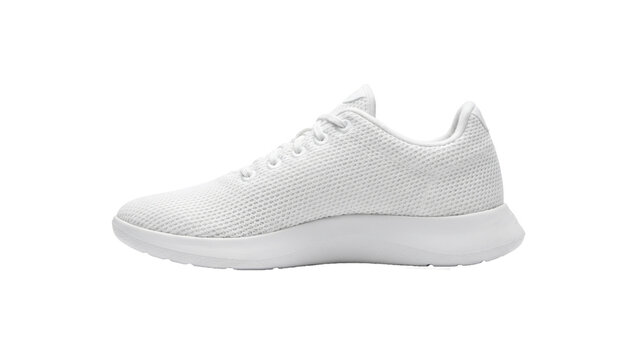 All-white running shoe PNG isolated on transparent background, stylish and comfortable footwear for sports and casual wear