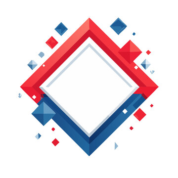 Abstract geometric diamond shape with red and blue polygons