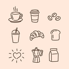 Fototapeta premium hand drawn coffee icons set