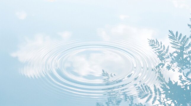青い水の中を浮遊する微細な分子構造の気泡と美しい水滴のクローズアップ背景 Close-up of Transparent Bubbles with Molecular Structure Floating in Light Blue Liquid Background