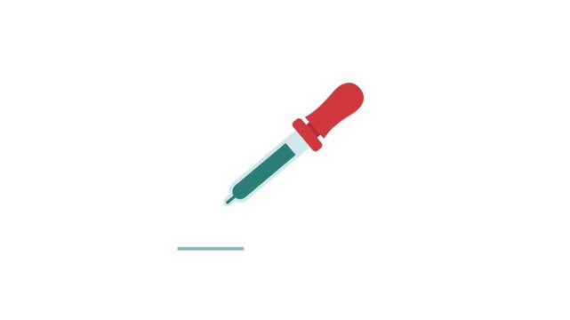 Flat vector science experiment animation with a pipette dropper and plants growing inside laboratory test tubes