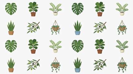 Dynamic Collection of Vibrant Houseplants in Stylish Pots and Hanging Baskets for Modern Interior Decor © Dodi