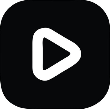 Play Button Icon in Black and White Vector Illustration