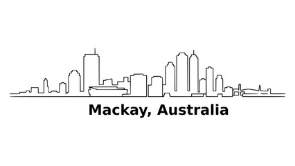 Obraz premium Mackay Marina Waterfront Line Art Australia