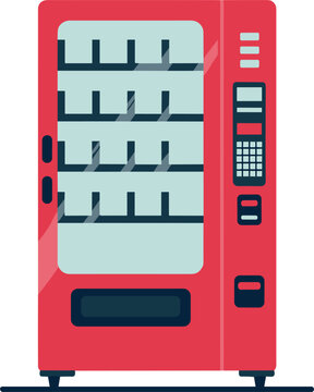 Red empty vending machine vector illustration flat design isolated on white background for snacks drinks food service mockup